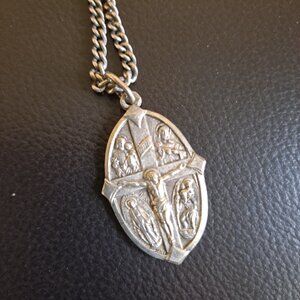 1960s Silver Catholic Metal with Chain